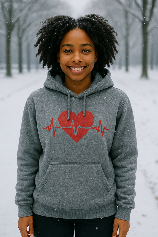 Heartbeat Love Hoodie – Unisex Fleece Pullover It’s All Love Clothing